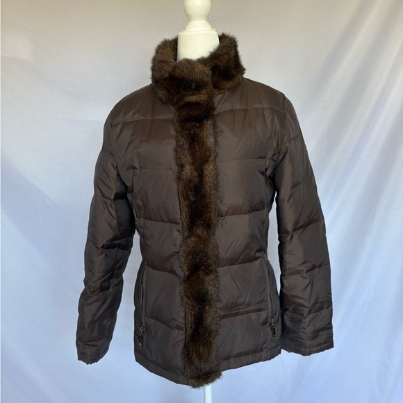 Oscar de la Renta Jackets & Blazers - Oscar de la renta Brown Puffer Jacket with Fur Trim